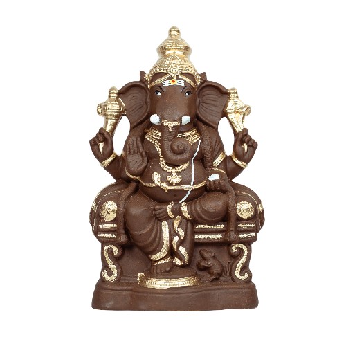 Ganapati Simhasanam New -  Gold - 18 Inch Left Trunk